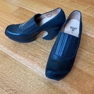 John Fluevog black leather platform shoes